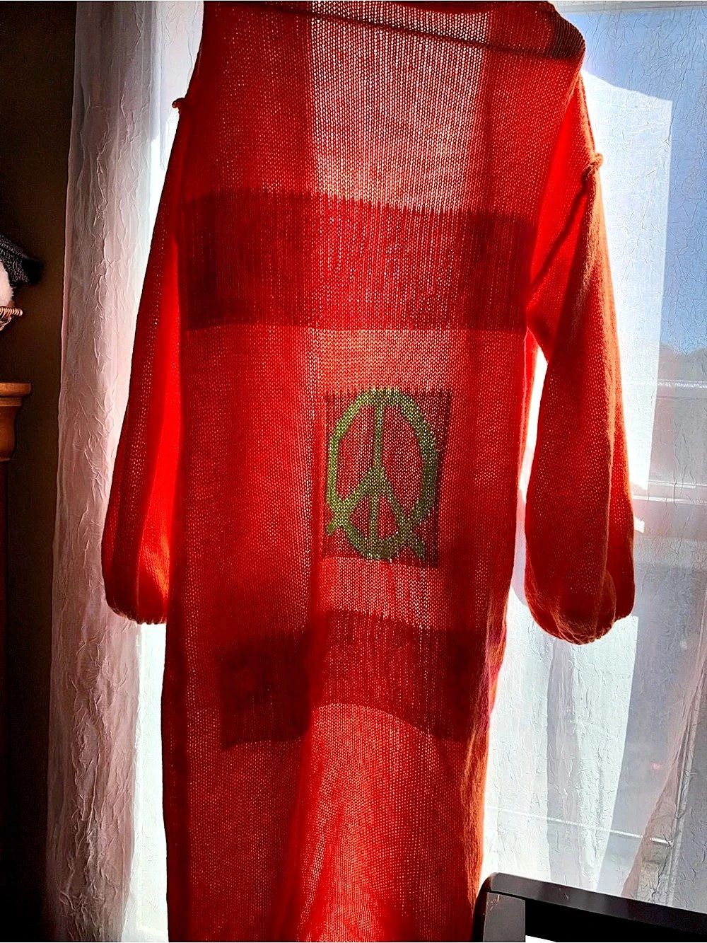 Red Long Sleeve Mesh Tunic